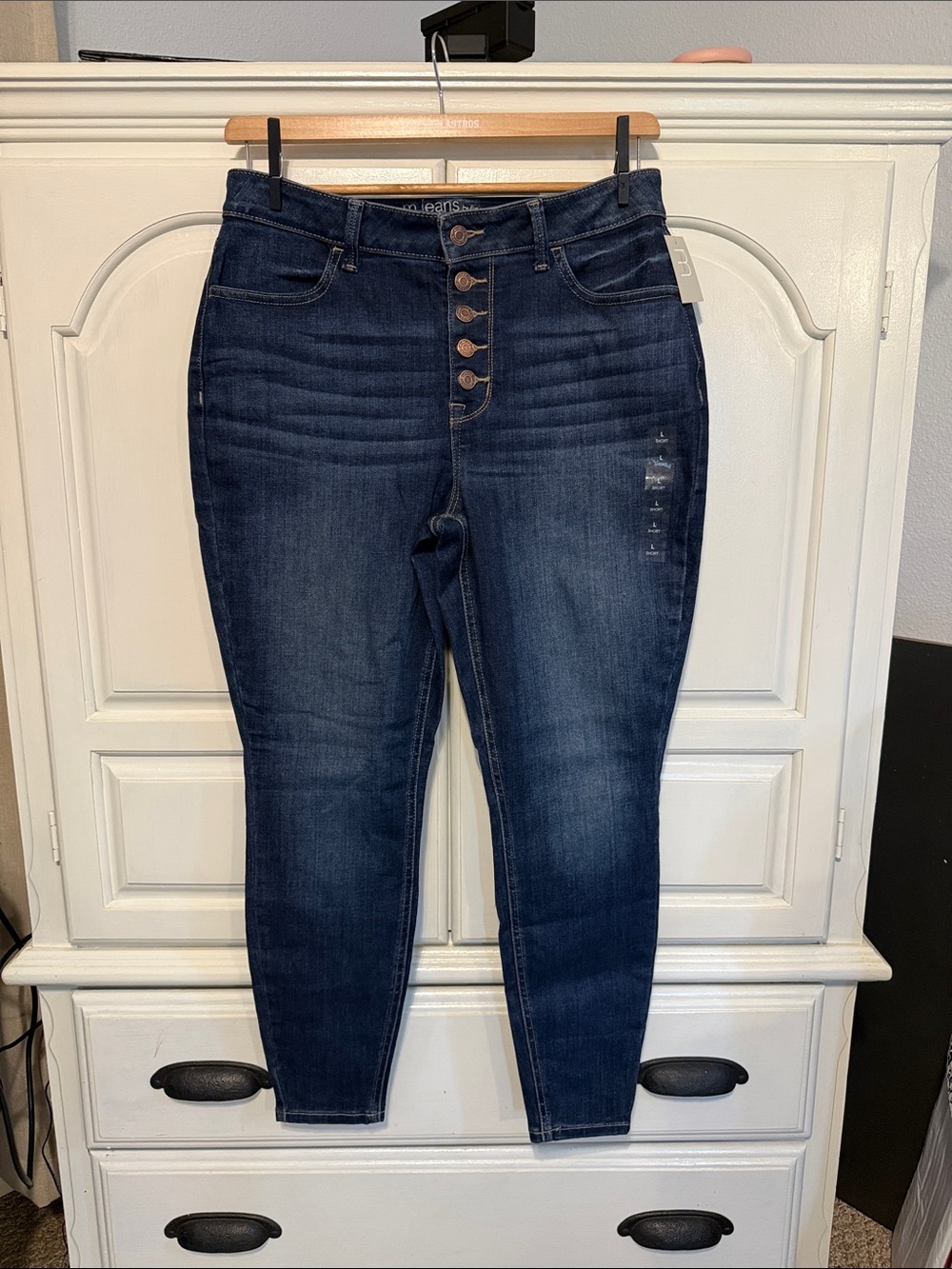 Maurices Dark Blue Skinny High-Rise Jeans with Button-Fly